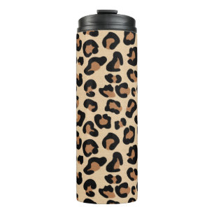 Leopard Animal Print, Black, Brown und Tan Thermosbecher