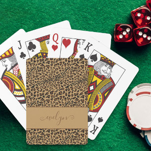 Leopard Animal Print Braun und Schwarz Schriftname Spielkarten
