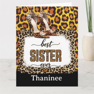 Leopard Animal Print Card for Sister - Stilvoll Karte