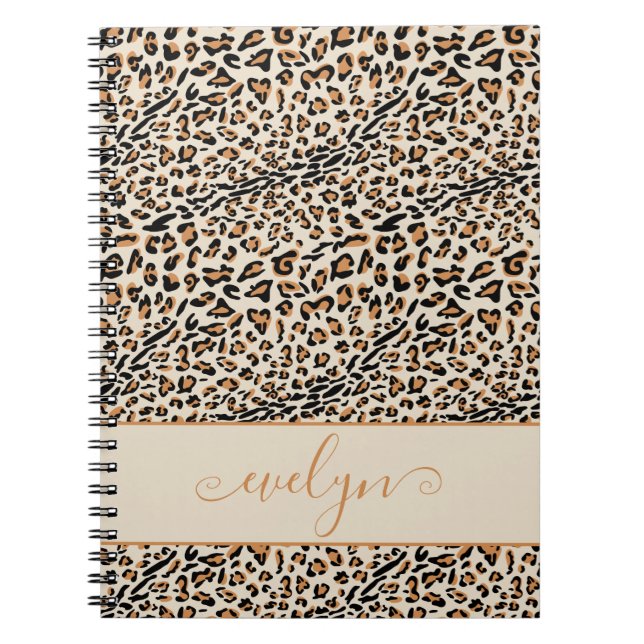 Leopard Animal Print Creme Black Tan Personalisier Notizblock (Vorderseite)