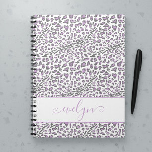 Leopard Animal Print Creme Lila Grau Personalisier Notizblock