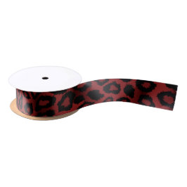 Leopard Animal Print | Dunkelrot Satinband