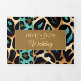 LEOPARD Animal Print - Einladungskarte Dreifach Gefaltete Einladung