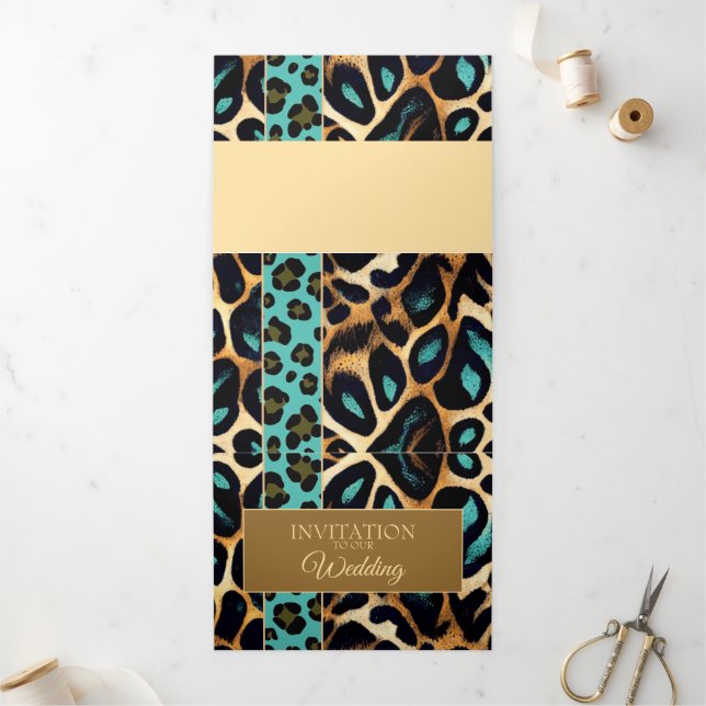 LEOPARD Animal Print - Einladungskarte Dreifach Gefaltete Einladung (Außenbereich)