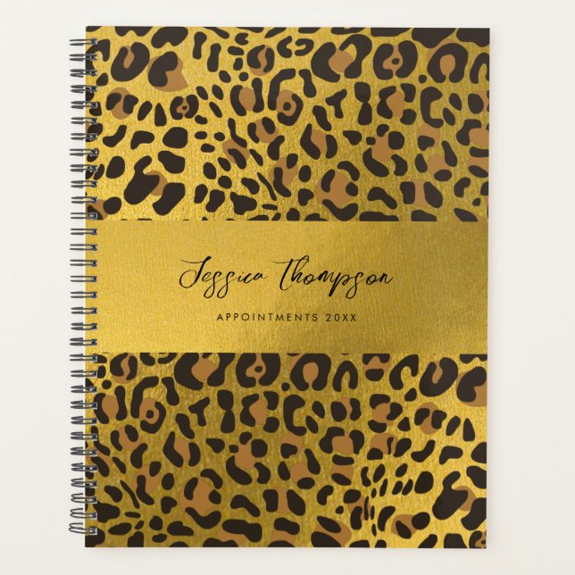 Leopard Animal Print Gold Foil Termin Buch Planer (Vorderseite)