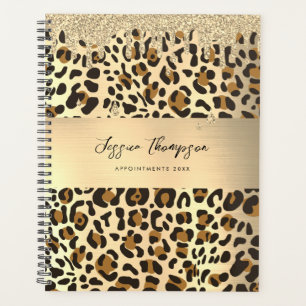 Leopard Animal Print Gold Pink Glitzer Tropfen Planer