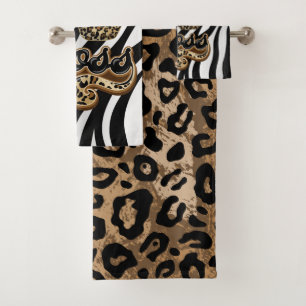 Leopard Animal Print Handtuch Set. Boss High Heel Badhandtuch Set