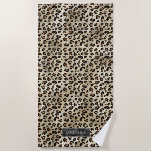 Leopard Animal Print Mit Schwarzer Falscher Folie Strandtuch