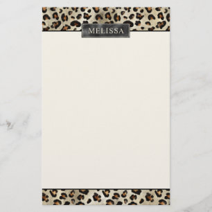 Leopard Animal Print mit schwarzer Faux-Folie und  Briefpapier