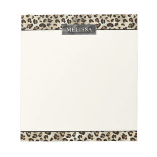 Leopard Animal Print mit schwarzer Faux-Folie und Notizblock