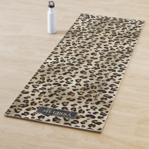Leopard Animal Print mit schwarzer Fauxfolie und N