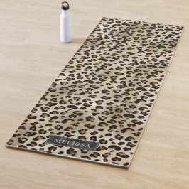 Leopard Animal Print mit schwarzer Fauxfolie und N Yogamatte