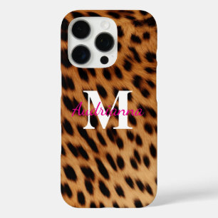 Leopard Animal Print Monogram iPhone 16 Pro Hülle