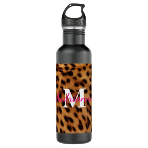 Leopard Animal Print Monogram Edelstahlflasche