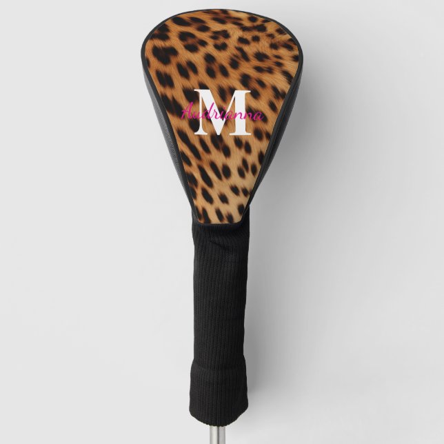 Leopard Animal Print Monogram Golf Headcover (Vorderseite)