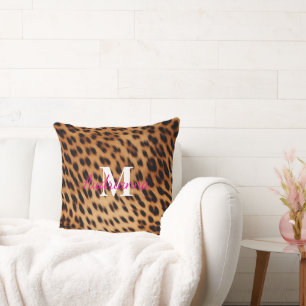 Leopard Animal Print Monogram Kissen