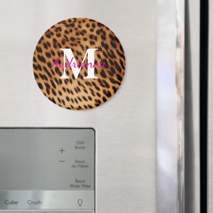 Leopard Animal Print Monogram Magnet