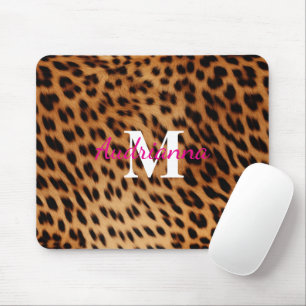 Leopard Animal Print Monogram Mousepad
