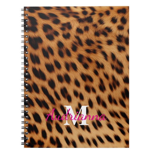 Leopard Animal Print Monogram Notizblock (Vorderseite)