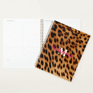 Leopard Animal Print Monogram Planer