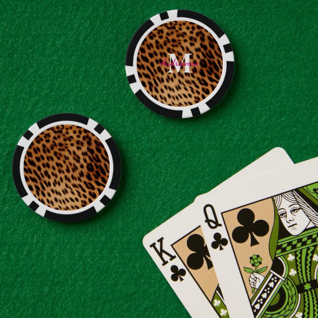 Leopard Animal Print Monogram Pokerchips (Pokertisch (doppelt))