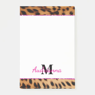 Leopard Animal Print Monogram Post-it Klebezettel