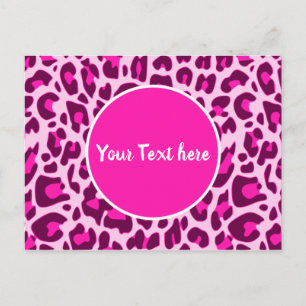 Leopard Animal Print Muster Circle Bright Pink Postkarte