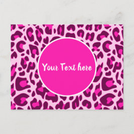 Leopard Animal Print Muster Circle Bright Pink Postkarte