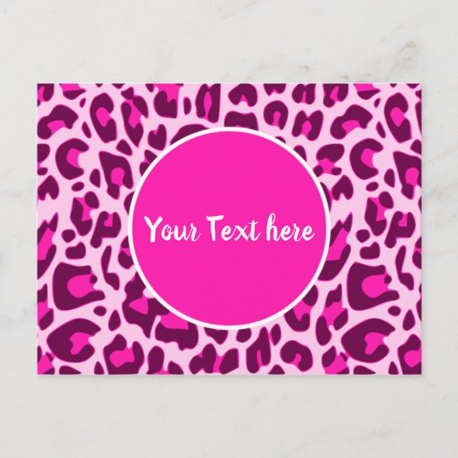 Leopard Animal Print Muster Circle Bright Pink Postkarte (Vorderseite)
