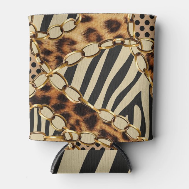 Leopard Animal Print Nahtloses Muster Dosenkühler (Vorderseite)