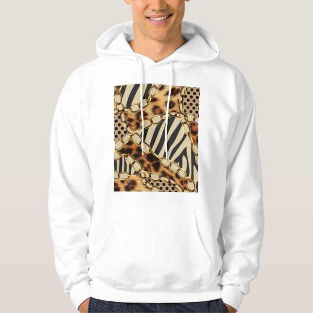 Leopard Animal Print Nahtloses Muster Hoodie (Vorderseite)