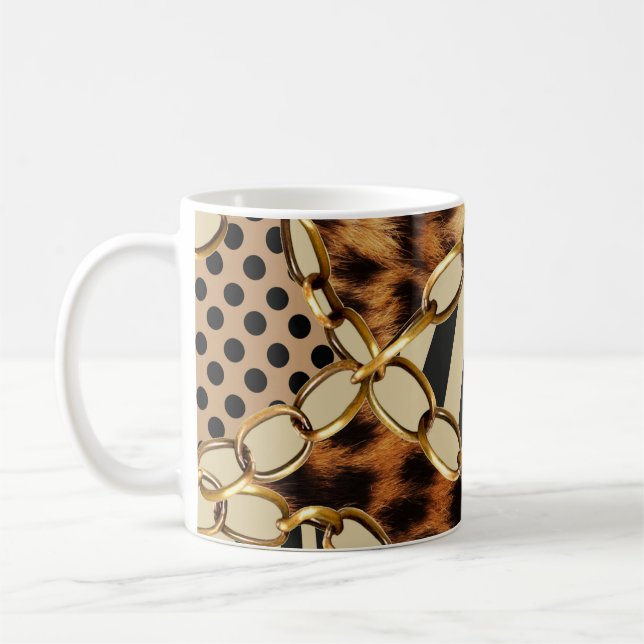 Leopard Animal Print Nahtloses Muster Kaffeetasse (Links)