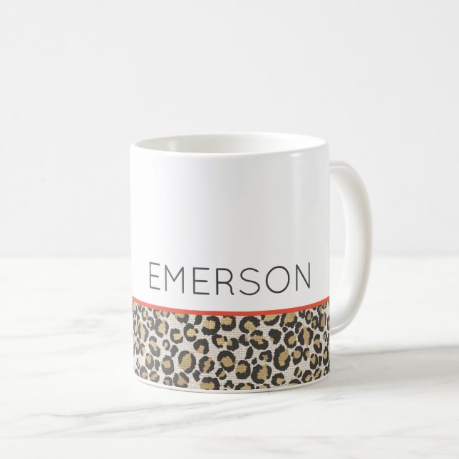 Leopard Animal Print Neutral Chic Kaffeetasse (VorderseiteRechts)