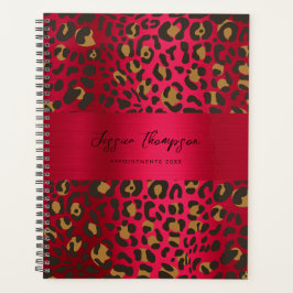 Leopard Animal Print Red Burgundy Metallic Planer