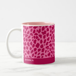 Leopard Animal Print Retro Pink y2k Ästhetische Be Zweifarbige Tasse