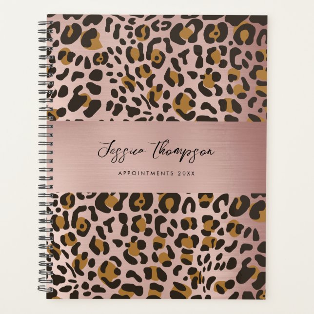 Leopard Animal Print Rose Gold Muster Planer (Vorderseite)