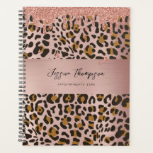 Leopard Animal Print Rose Gold Pink Glitzer Tropfe