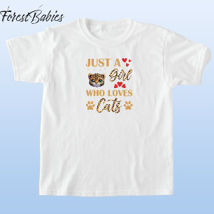Leopard Animal Print Schriftart, Mädchen, die Katz T-Shirt