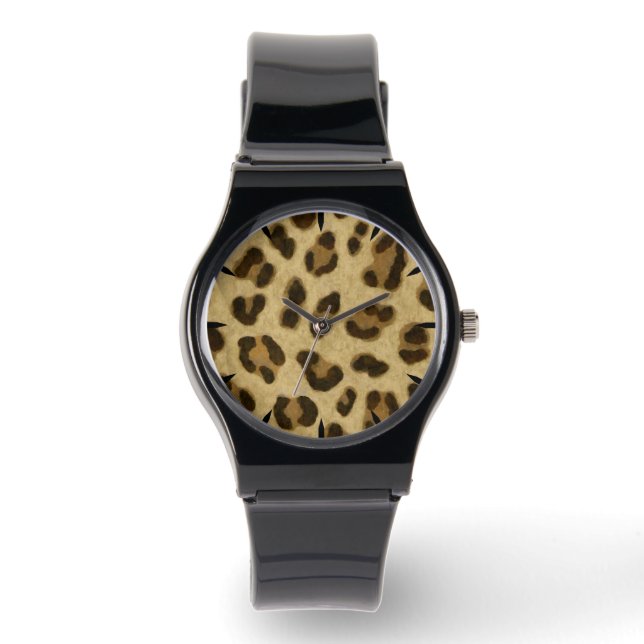 Leopard Animal Print Skin Muster Armbanduhr (Vorderseite)