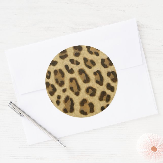 Leopard Animal Print Skin Muster Runder Aufkleber (Umschlag)
