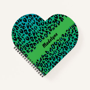 Leopard Animal Print Stilvolle, türkisfarbene Beze Notizbuch