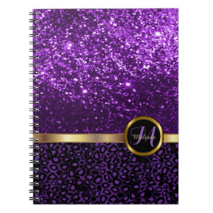 Leopard Animal Print with Purple Glitter Notizblock