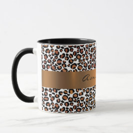 Leopard Animal Schwarz-weiß Gold Streifen Name Cof Tasse