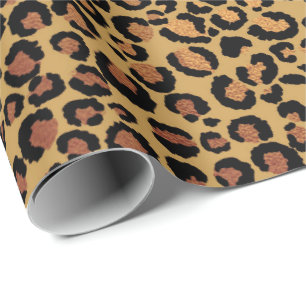 Leopard Animal Skin Gold Black Bronze African Fell Geschenkpapier