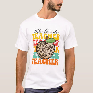 Leopard Apple 5. Klasse Lehrer Wertschätzung zurüc T-Shirt