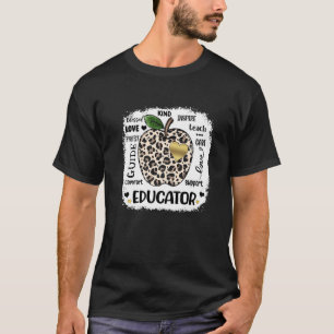 Leopard Apple Educator Liebe Care Support Inspirie T-Shirt