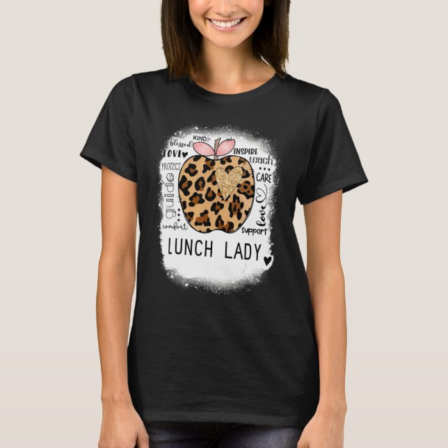 Leopard Apple Inspirierte Teach Lunch Lady Co T-Shirt (Vorderseite)