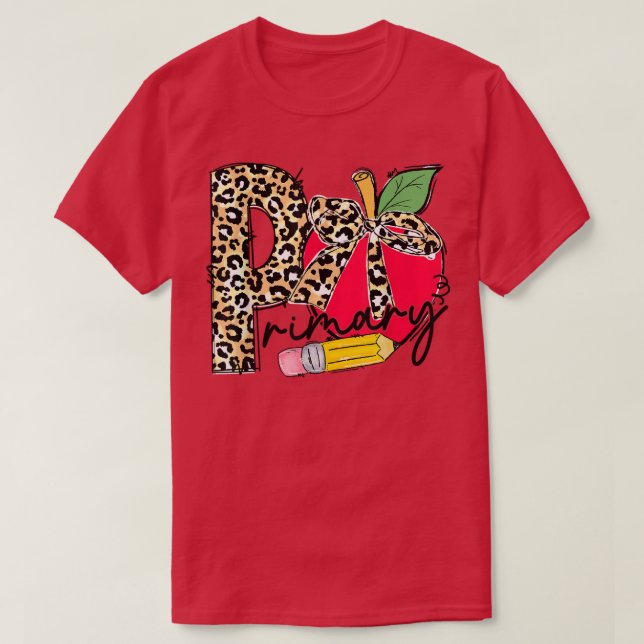 Leopard Apple Primarschullehrer zurück  T-Shirt (Design vorne)