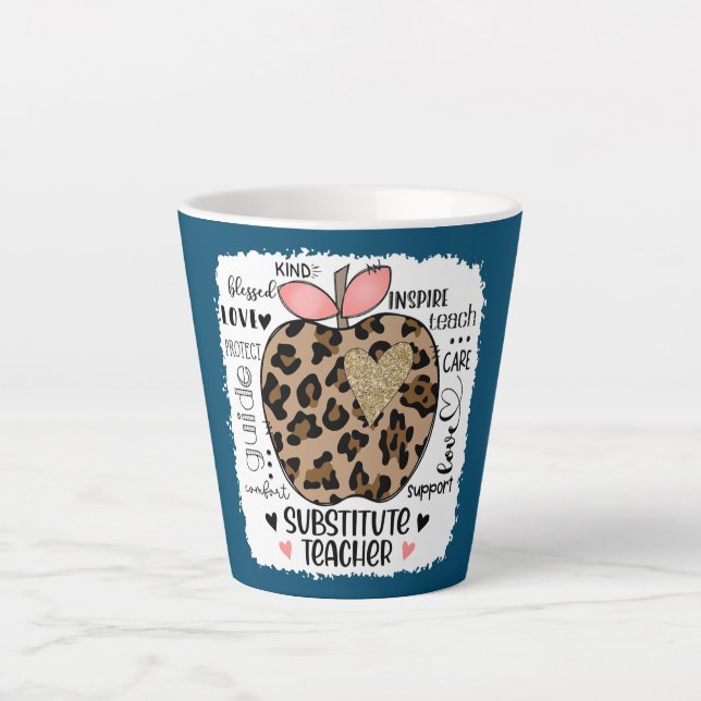 Leopard Apple Teacher Substitut Milchtasse (Vorderseite)