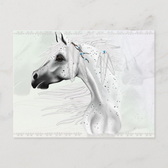 Leopard Appy and White Feathers Postcard Postkarte (Vorderseite)